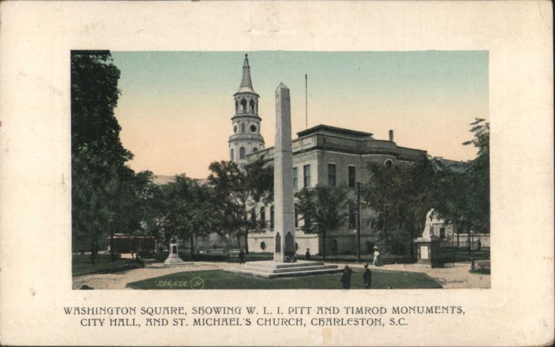 Washington Square, Pitt & Timrod Monuments, City Hall Charleston South Carolina