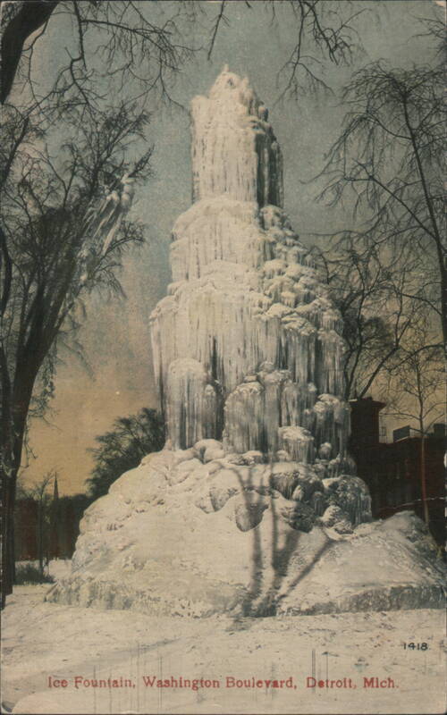 Ice Fountain, Washington Boulevard, Detroit, MI Michigan