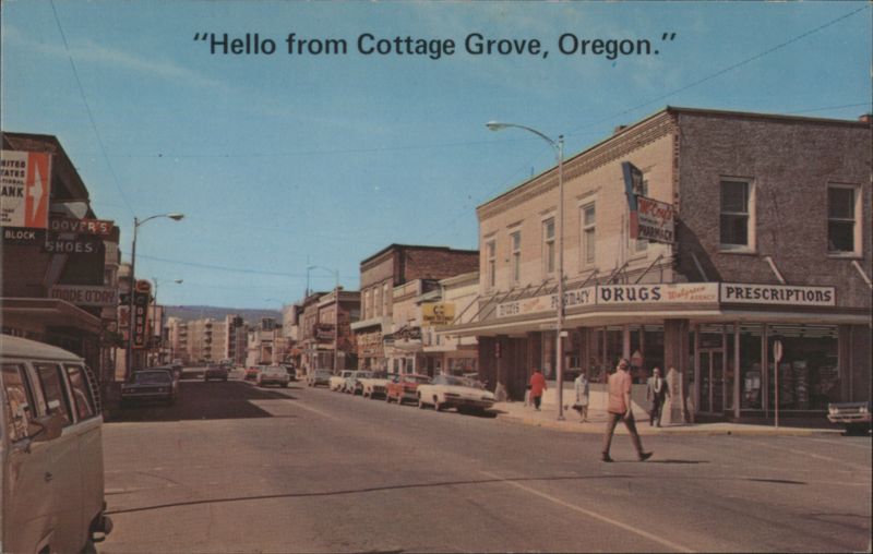 Hello from Cottage Grove, Oregon - Downtown Street Scene