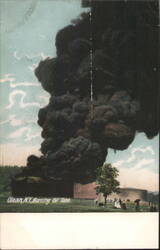 Olean, NY Burning Oil Tank with Spectators Postcard