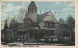 Hoyt Library and Post Office, Saginaw, Mich. Postcard