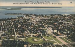 Aerial View of Sarasota, FL - Power Plant, Ball Park, Court House Postcard