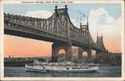Queensboro Bridge, East River, Steamboat Richard Peck Postcard