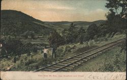View from Mt. Rob, near Bradford & Olean, Railroad Tracks Postcard