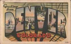 Greetings from Denver Colorado Letter View Postcard