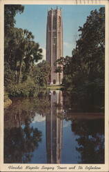 Florida's Majestic Singing Tower and Its Reflection Postcard