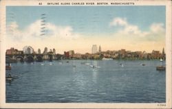 Skyline Along Charles River Postcard