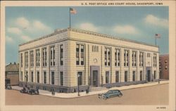 U. S. Post Office and Court House, Davenport, IA Postcard