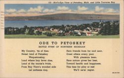 Bird's-Eye View of Petoskey, Little Traverse Bay & Ode Postcard
