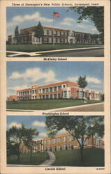 Davenport's New Public Schools: McKinley, Washington, Lincoln Postcard