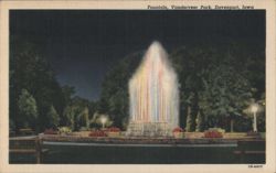 Fountain, Vanderveer Park, Davenport, Iowa Postcard