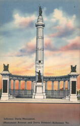 Jefferson Davis Monument, Monument Avenue, Richmond, VA Postcard