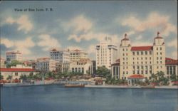 View of San Juan Skyline, Post Office, Banco Popular Postcard