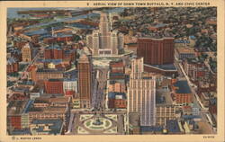 Aerial View of Downtown Buffalo, NY and Civic Center Postcard