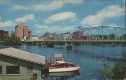 Ouachita River, De Siard Street Bridge, Monroe Skyline Postcard