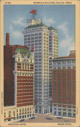 Magnolia Building, Pegasus, Adolphus & Baker Hotels, Dallas Postcard