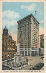 Munsey Building and Battle Monument, Baltimore Postcard