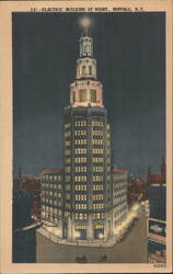 Electric Building at Night Postcard