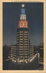 Electric Building at Night, Buffalo, NY Postcard