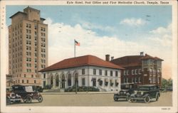 Kyle Hotel, Post Office, First Methodist Church Postcard