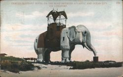 Famous Elephant Hotel, Atlantic & Ocean City via Longport Postcard