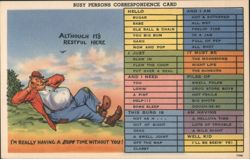 Busy Persons Correspondence Card, Lazy Man, 'Bum Time' Postcard