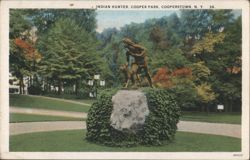 Indian Hunter Statue, Cooper Park Postcard