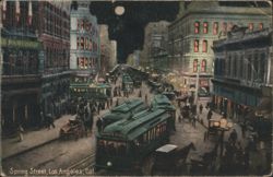 Spring Street, Los Angeles, California, Night Scene Postcard