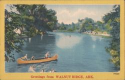 Canoeing on Lake, Walnut Ridge, AR Postcard