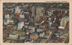 Heart of Oklahoma City Skyline Aerial View Postcard