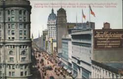 Market St. from Mason St., Emporium, Flood, Humboldt, Call Bldgs Postcard