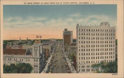 Main Street as Seen from Top of State Capitol Postcard