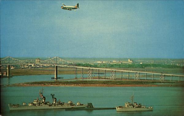 Naval Ships And The Cooper River Bridge Charleston South Carolina