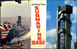Greetings From Submarine Base New London, CT Boats, Ships Postcard Postcard