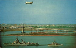 Naval Ships And The Cooper River Bridge Charleston, SC Boats, Ships Postcard Postcard