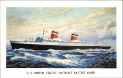 SS United States World's Fastest Liner Postcard