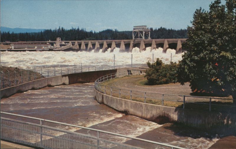 BONNEVILLE DAM Open Spillway with fish ladders Lyons Photo Studio
