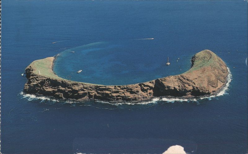 Molokini Island Marine-Life Preserve Aerial View Hawaii