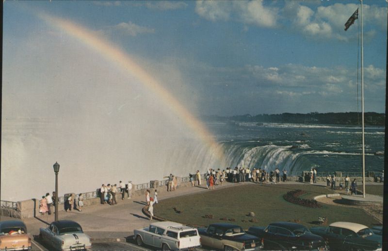 Crest of Horseshoe Falls, Rainbow in Mist, Niagara Falls Canada