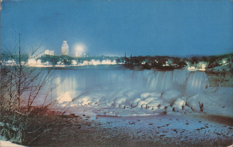 Niagara Falls, American Falls Illumination, Winter Night New York