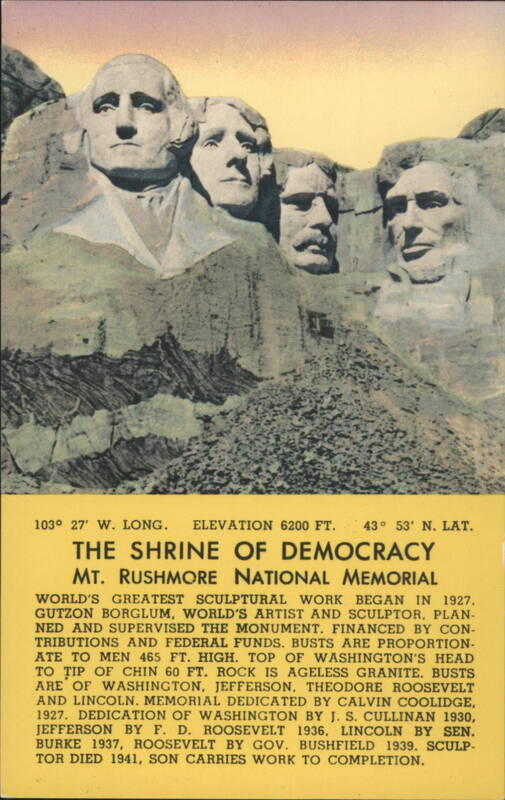 Mount Rushmore National Memorial, Shrine of Democracy Keystone South Dakota