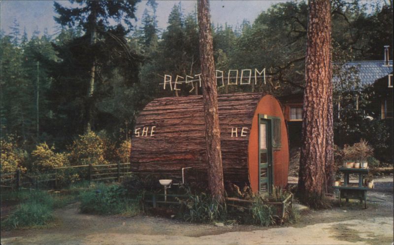 HE AND SHE REST ROOM at Grundy's Redwood Terrace California