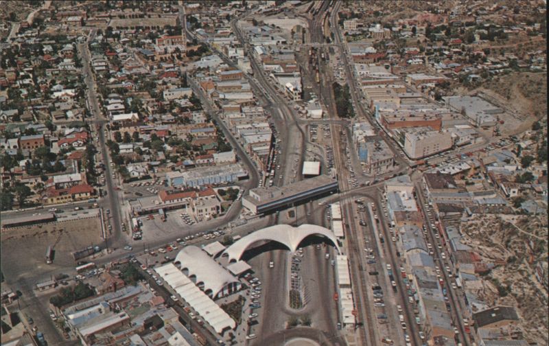 Birdseye View of Mexican & US Immigration Stations, Nogales Arizona Mexico