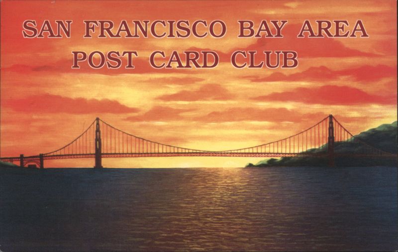 San Francisco Bay Area Post Card Club, Golden Gate Bridge Sunset California