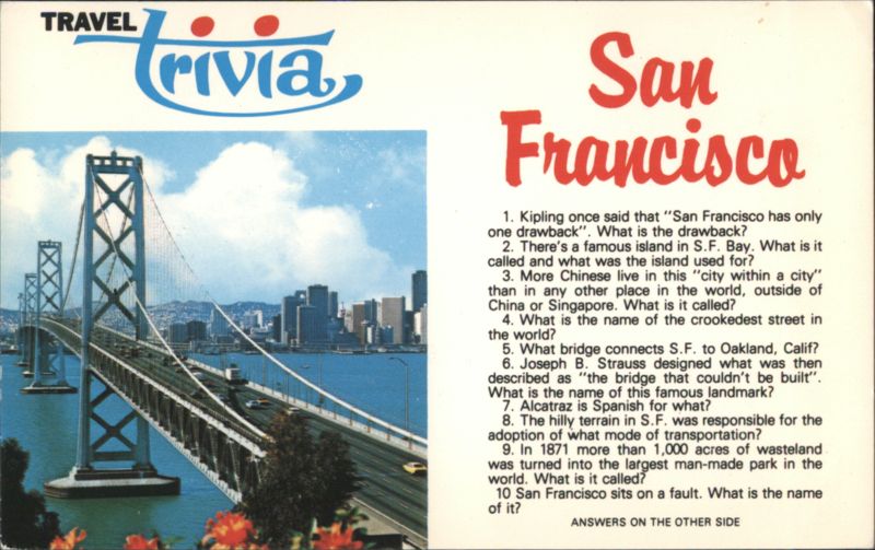 TRAVEL Trivia San Francisco Bay Bridge City View California