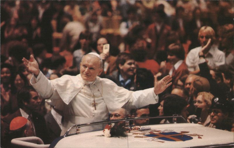 Pope John Paul II greets youth at Madison Square Garden New York