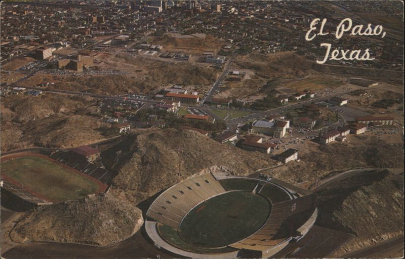 Sun Bowl & T.W.C. Stadiums, El Paso Aerial View Texas