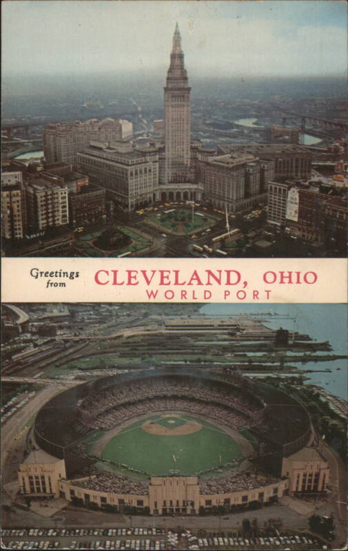 Cleveland Skyline Terminal Tower, Municipal Stadium, World Port Ohio