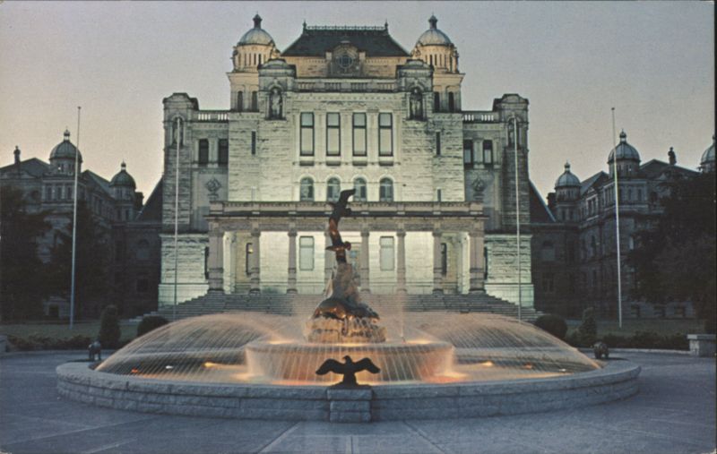 Parliament Buildings & Centennial Fountain, Victoria BC Canada