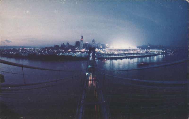 Covington Cincinnati Suspension Bridge at Dusk Ohio